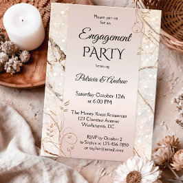 Chique Marmer Blush Roze Bloemen Verloving Kaart