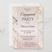 Chique Marmer Blush Roze Bloemen Verloving Kaart (Voorkant)