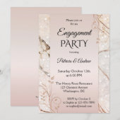 Chique Marmer Blush Roze Bloemen Verloving Kaart (Voorkant / Achterkant)
