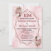 Chique marmer en bloemen uitnodigt kaart (Voorkant)