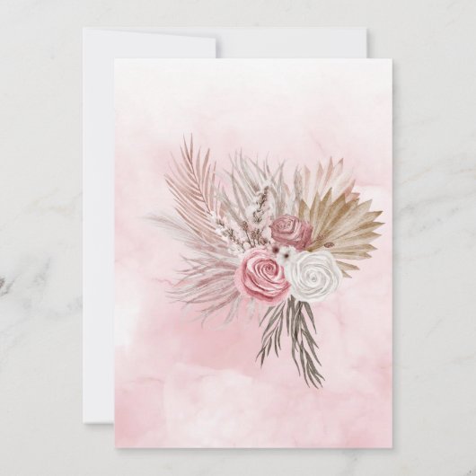 Chique marmer en bloemen uitnodigt kaart (Achterkant)