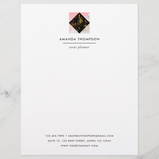 Chique marmer en folie geometrisch briefhoofd (Voorkant)