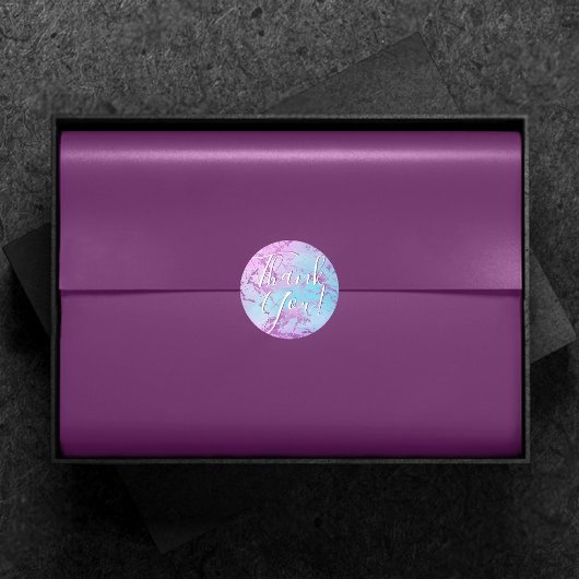 chique marmer | Glitzy Glam Paarse Blauw Dank u Ronde Sticker