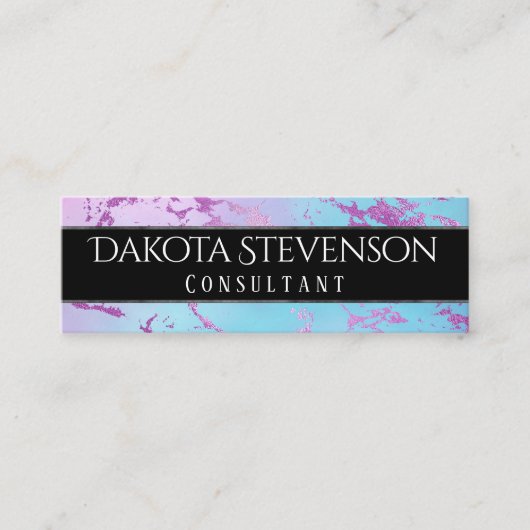 chique marmer | Glitzy Glam Paarse en Blue Brandin Mini Visitekaartje (Voorkant)