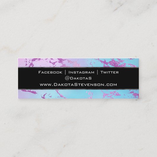 chique marmer | Glitzy Glam Paarse en Blue Brandin Mini Visitekaartje (Achterkant)