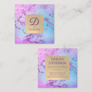 chique marmer Glitzy Glam Paarse en Blue Brandin Vierkante Visitekaartje