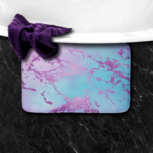 chique marmer | Glitzy Glam Violet Paarse Blue Omb Badmat