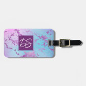 chique marmer | Glitzy Glam Violet Paarse Blue Omb Bagagelabel (Voorkant horizontaal)