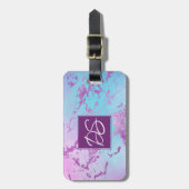 chique marmer | Glitzy Glam Violet Paarse Blue Omb Bagagelabel (Voorkant verticaal)