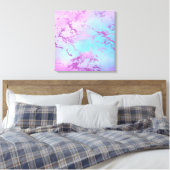 chique marmer | Glitzy Glam Violet Paarse Blue Omb Canvas Afdruk (Insitu (Slaapkamer))