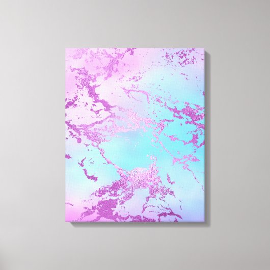 chique marmer | Glitzy Glam Violet Paarse Blue Omb Canvas Afdruk (Voorkant)