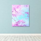 chique marmer | Glitzy Glam Violet Paarse Blue Omb Canvas Afdruk (Insitu (Houten vloer))