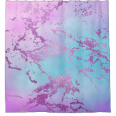 chique marmer | Glitzy Glam Violet Paarse Blue Omb Douchegordijn (Voorkant)
