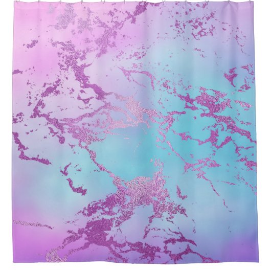chique marmer | Glitzy Glam Violet Paarse Blue Omb Douchegordijn (Voorkant)