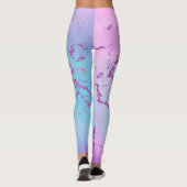 chique marmer | Glitzy Glam Violet Paarse Blue Omb Leggings (Achterkant)