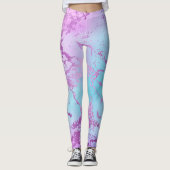 chique marmer | Glitzy Glam Violet Paarse Blue Omb Leggings (Voorkant)