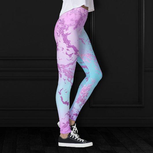chique marmer | Glitzy Glam Violet Paarse Blue Omb Leggings