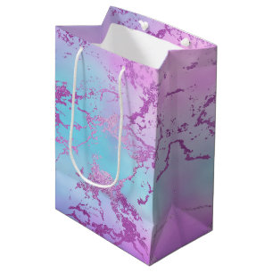 chique marmer   Glitzy Glam Violet Paarse Blue Omb Medium Cadeauzakje