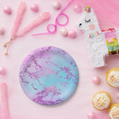 chique marmer | Glitzy Glam Violet Paarse Blue Omb Papieren Bordje (Feest)