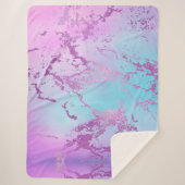 chique marmer | Glitzy Glam Violet Paarse Blue Omb Sherpa Deken (Voorkant)