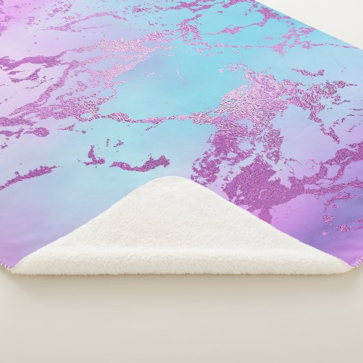 chique marmer | Glitzy Glam Violet Paarse Blue Omb Sherpa Deken (3/4)