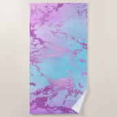chique marmer | Glitzy Glam Violet Paarse Blue Omb Strandlaken (Voorkant)