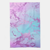 chique marmer | Glitzy Glam Violet Paarse Blue Omb Theedoek (Verticaal)