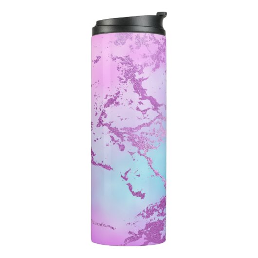 chique marmer | Glitzy Glam Violet Paarse Blue Omb Thermosbeker (Gedraaid links)