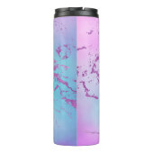 chique marmer | Glitzy Glam Violet Paarse Blue Omb Thermosbeker (Achterkant)