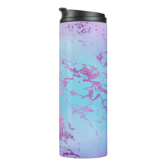 chique marmer | Glitzy Glam Violet Paarse Blue Omb Thermosbeker (Geroteerd rechts)