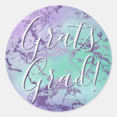 chique marmer | Lavendel Paarse en Mint Afstuderen Ronde Sticker (Voorkant)
