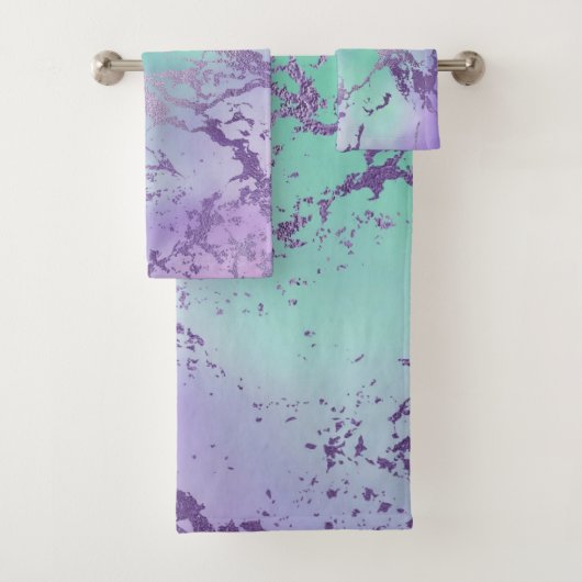 chique marmer | Lavendel Paarse en Mint Green Bad Handdoek (Insitu)