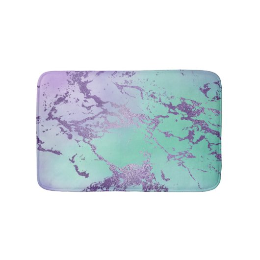 chique marmer | Lavendel Paarse en Mint Green Badmat (Voorkant)