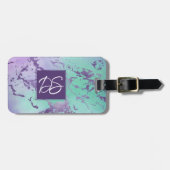 chique marmer | Lavendel Paarse en Mint Green Bagagelabel (Voorkant horizontaal)