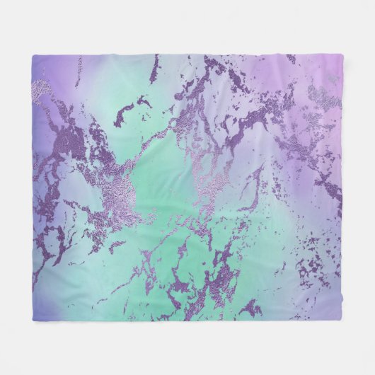 chique marmer | Lavendel Paarse en Mint Green Fleece Deken (Voorkant (Horizontaal))