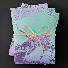 chique marmer | Lavendel Paarse en Mint Green Inpakpapier Vel