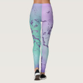 chique marmer | Lavendel Paarse en Mint Green Leggings (Achterkant)