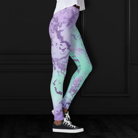 chique marmer | Lavendel Paarse en Mint Green Leggings