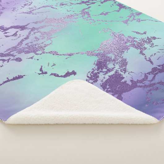 chique marmer | Lavendel Paarse en Mint Green Sherpa Deken (3/4)