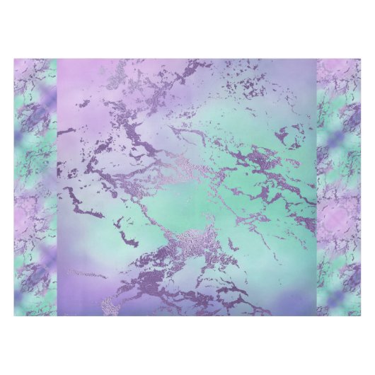 chique marmer | Lavendel Paarse en Mint Green Tafelkleed (Voorkant (Horizontaal))