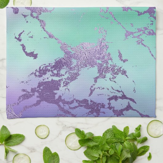 chique marmer | Lavendel Paarse en Mint Green Theedoek (Gevouwen)