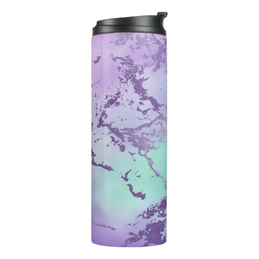 chique marmer | Lavendel Paarse en Mint Green Thermosbeker (Gedraaid links)