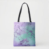 chique marmer | Lavendel Paarse en Mint Green Tote Bag (Voorkant)