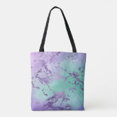 chique marmer | Lavendel Paarse en Mint Green Tote Bag (Achterkant)
