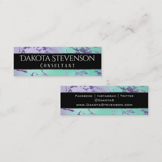 chique marmer | Lavendel Paarse Mint Green Brandin Mini Visitekaartje (Voorkant / Achterkant)