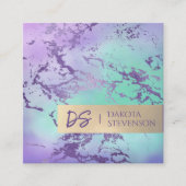 chique marmer | Lavendel Paarse Mint Groen Custom Vierkante Visitekaartje (Voorkant)