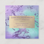 chique marmer | Lavendel Paarse Mint Groen Custom Vierkante Visitekaartje (Achterkant)