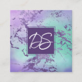 chique marmer | Lavendel Paarse Mint Groen Custom Vierkante Visitekaartje (Voorkant)