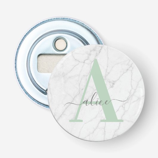 Chique Marmeren Monogram Opener met Naam (Voorkant)