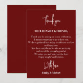 Chique Maroon Sienna Bruiloft Receptie Tafel Bedankkaart (Voorkant / Achterkant)